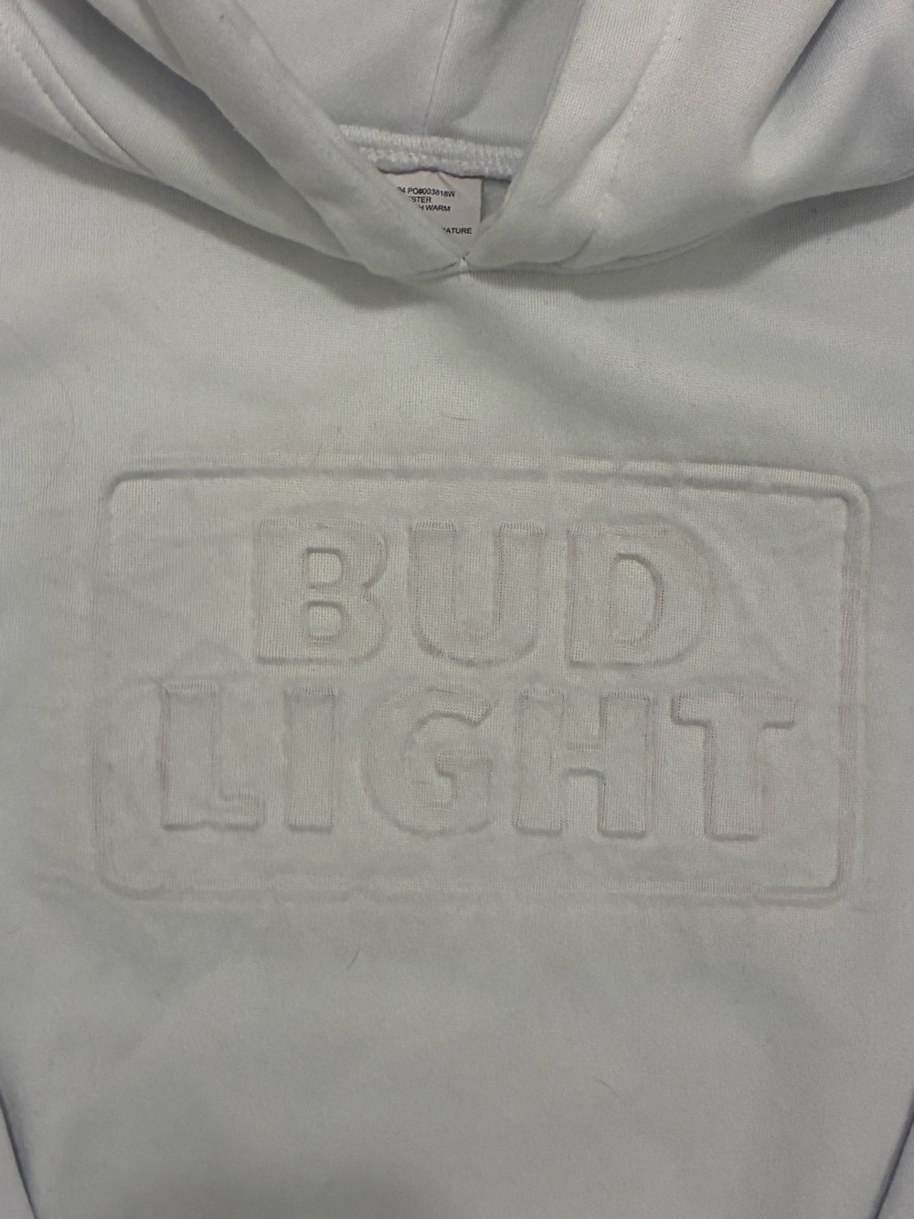 Bud Light Embroidered Logo White Hoodie - Picture 3 of 5